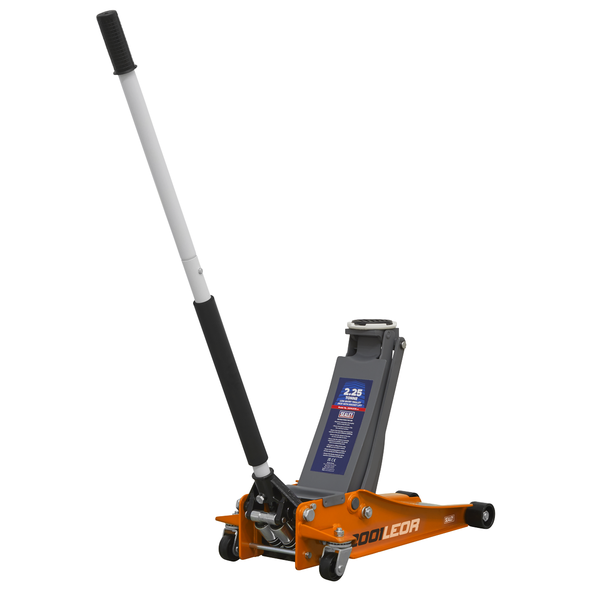 Sealey 2.25tonne Low Entry Trolley Jack with Rocket Lift - Orange 2001LEOR