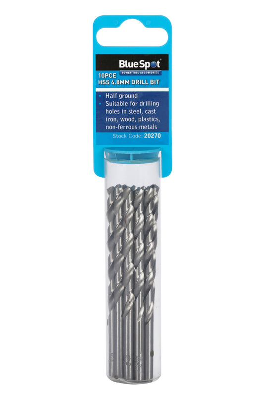 BlueSpot 10 PCE 4.8mm HSS Drill Set 20270