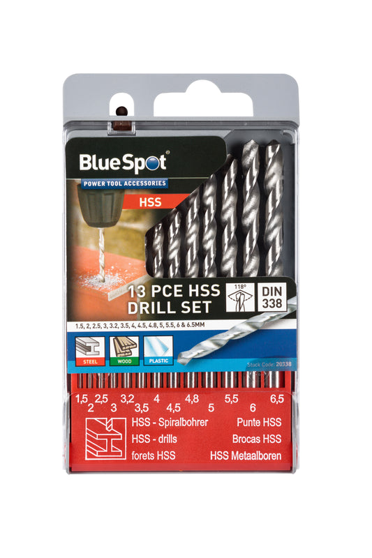 BlueSpot 13 PCE HSS Drill Set (1.5mm - 6.5mm) 20338