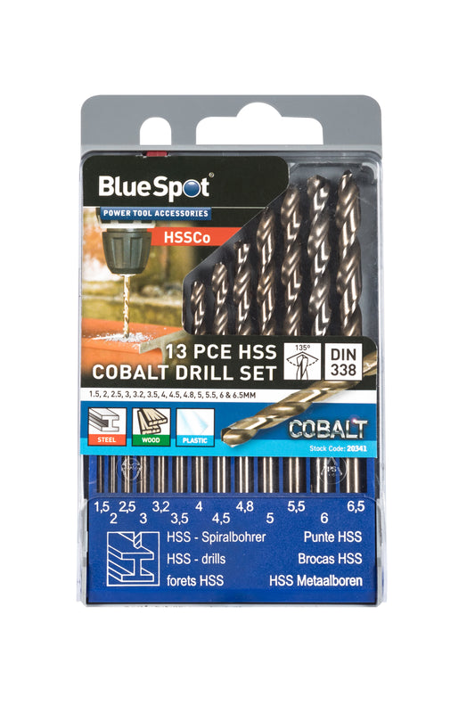 BlueSpot 13 PCE Cobalt Drills (1.5 - 6.5mm) 20341