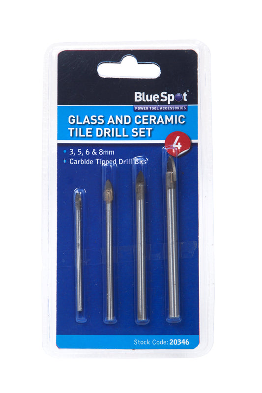 BlueSpot 4 PCE Tile And Glass Drill Set (3 - 8mm) 20346