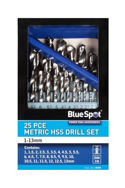 BlueSpot 25 PCE Metric HSS Drill Set (1-13mm) 20350