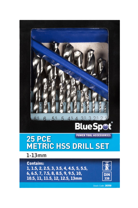 BlueSpot 25 PCE Metric HSS Drill Set (1-13mm) 20350