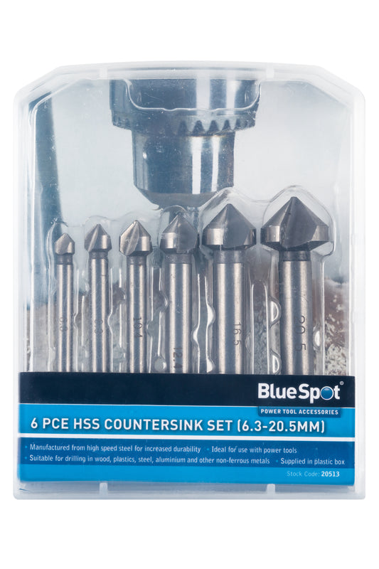 BlueSpot 6 PCE HSS Countersink Set (6.3-20.5mm) 20513