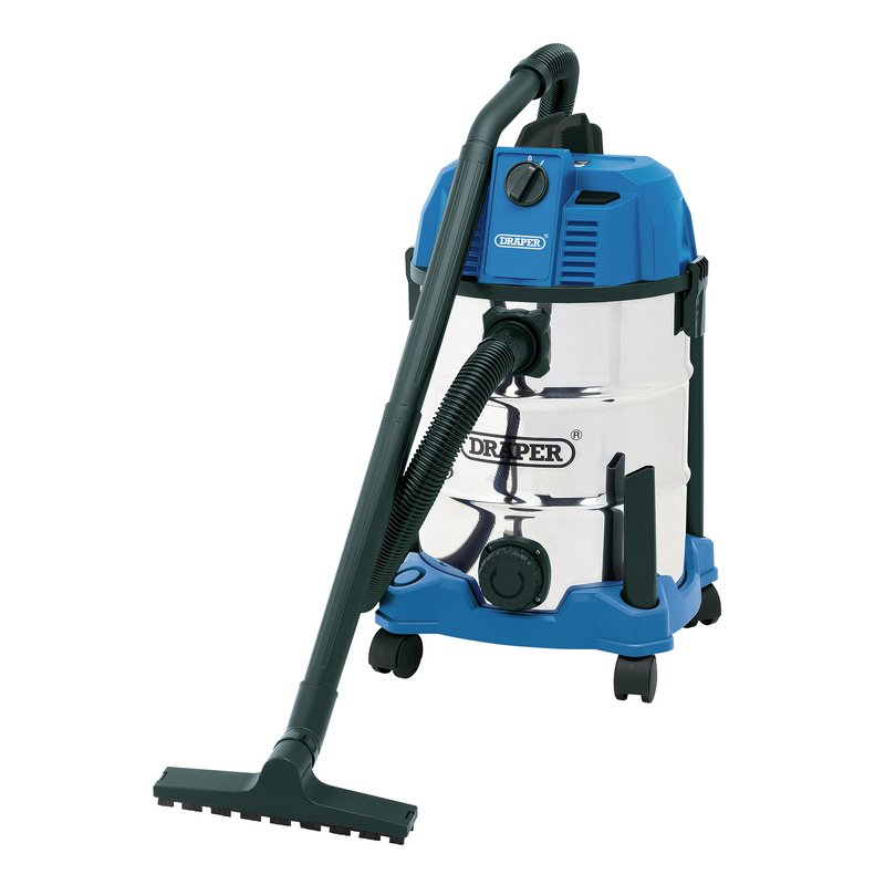 Draper Wet and Dry Vacuum Cleaner with Stainless Steel Tank, 30L, 1600W DRA-20523