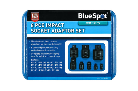BlueSpot 8 PCE Impact Socket Adaptor Set (1/4"-1") 02077