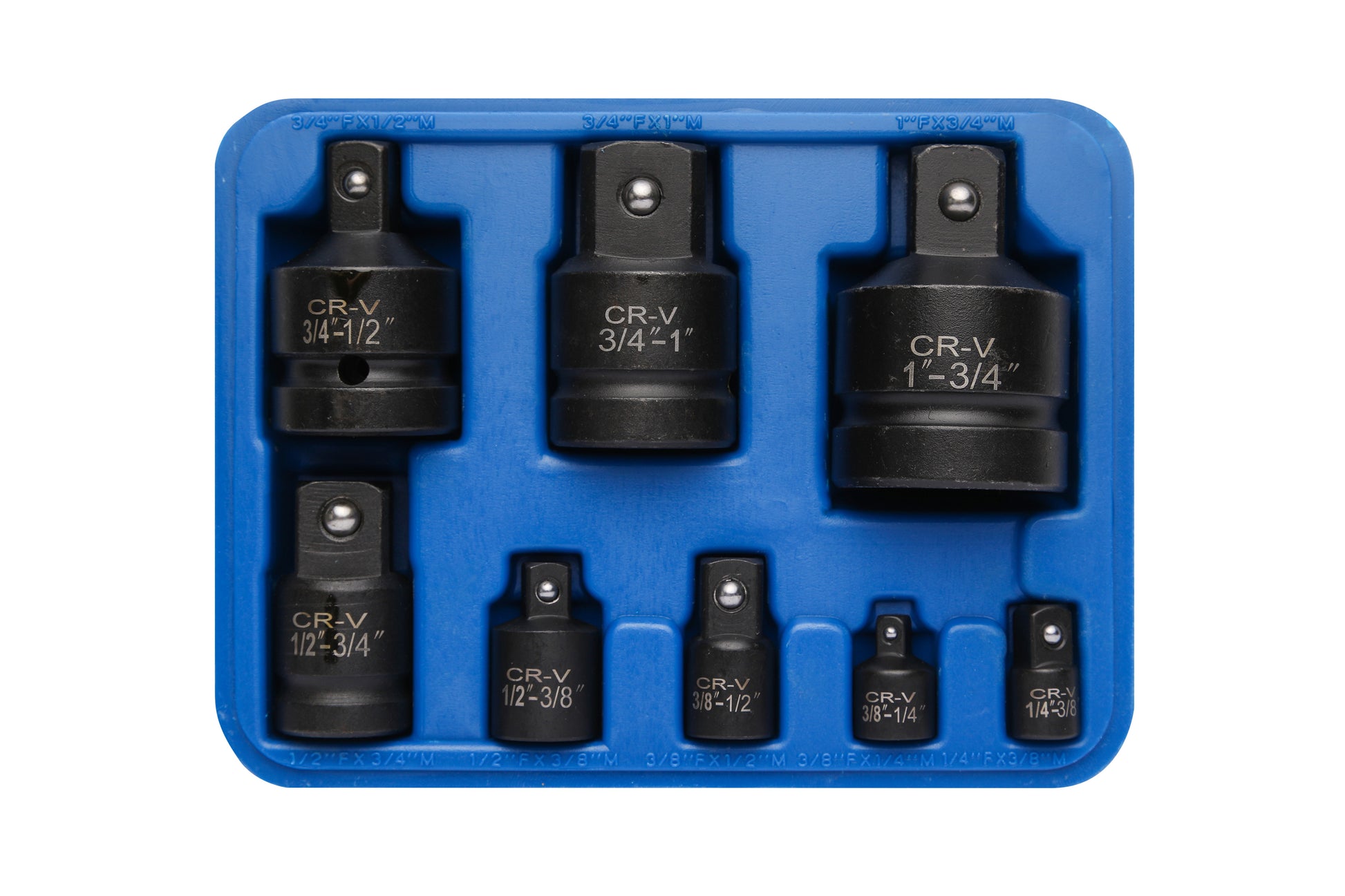 BlueSpot 8 PCE Impact Socket Adaptor Set (1/4"-1") 02077