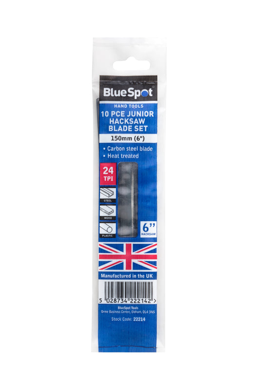 BlueSpot 10 PCE 150mm (6") British Made Junior Hacksaw Blade Set 22214