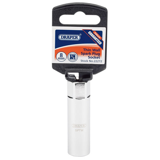 Draper HI-TORQ® ; 8mm Thread Thin Wall 12 Point Spark Plug Socket, 3/8" Sq. Dr., 14mm DRA-22272