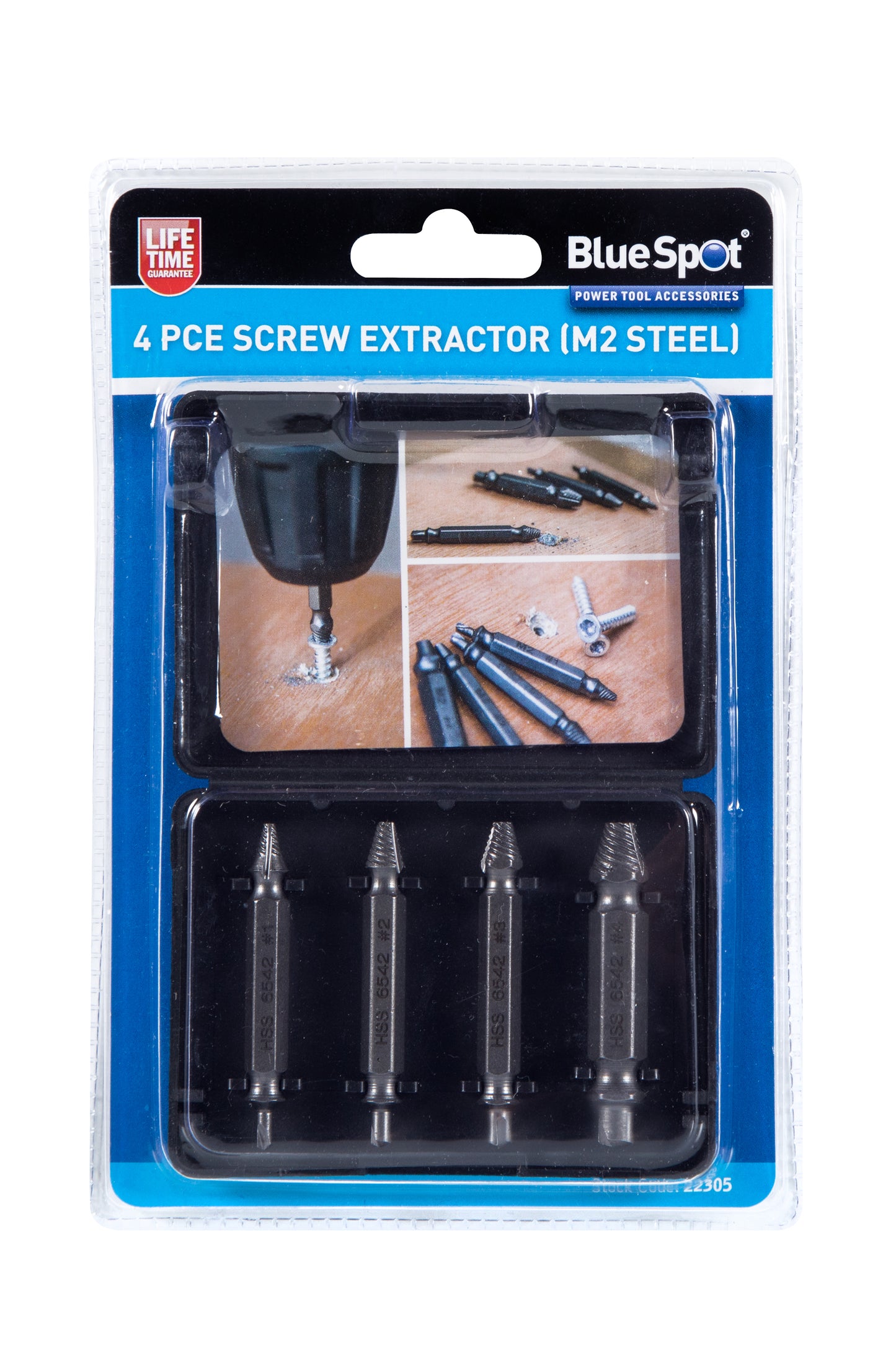 BlueSpot 4 PCE Screw Extractor (M2 Steel) 22305