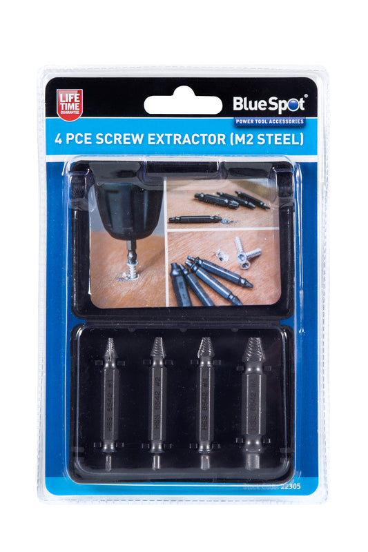 BlueSpot 4 PCE Screw Extractor (M2 Steel) 22305