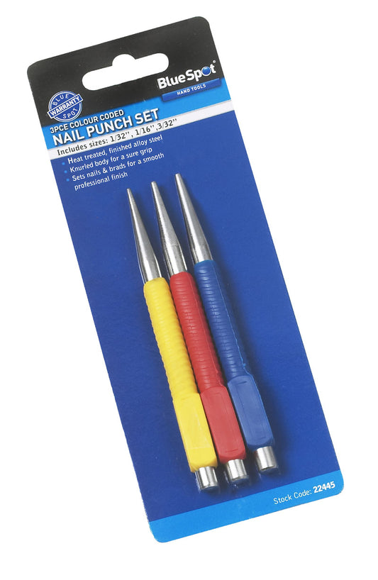 BlueSpot 3 PCE Nail Punch Set 22445