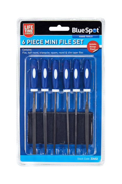 BlueSpot 6 PCE 150mm (6") Mini File Set With Pouch 22652