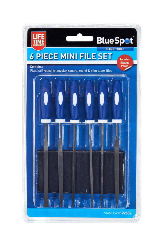 BlueSpot 6 PCE 150mm (6") Mini File Set With Pouch 22652