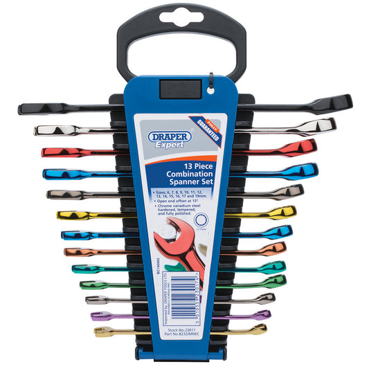 Draper Expert HI-TORQ® ; Metric Coloured Combination Spanner Set (13 Piece) DRA-23017