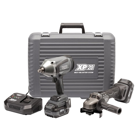 Draper XP20 20V Cordless Grinder and 1/2" Impact Wrench Kit DRA-24047