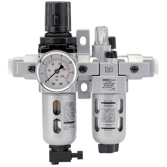 Draper 1/4" BSP Combined Filter/Regulator/Lubricator Unit (FRL) DRA-24326