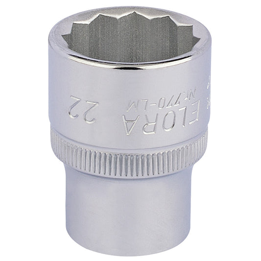 Elora Bi-Hexagon Socket, 1/2" Sq. Dr., 22mm DRA-24674