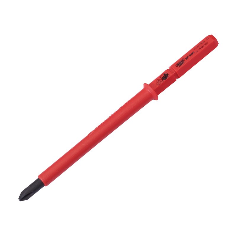 Draper XP1000 VDE Cross Slot Interchangeable Screwdriver Blade, No.2 x 100mm DRA-24743