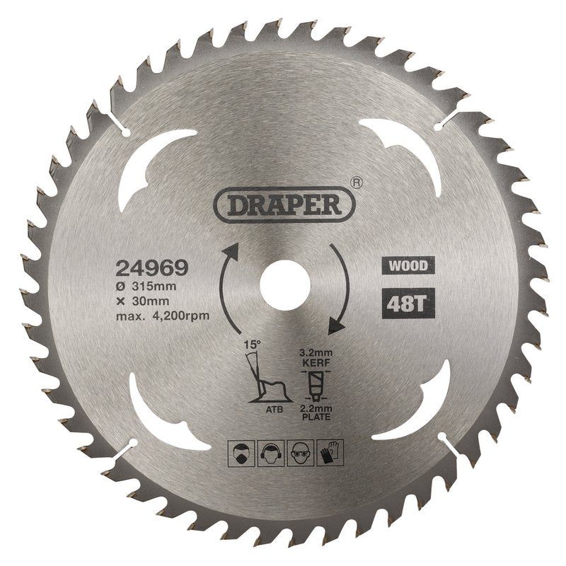 Draper TCT Circular Saw Blade for Wood, 315 x 30mm, 48T DRA-24969