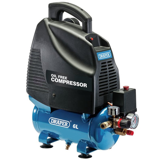 Draper Oil-Free Air Compressor, 6L, 1.1kW DRA-24974