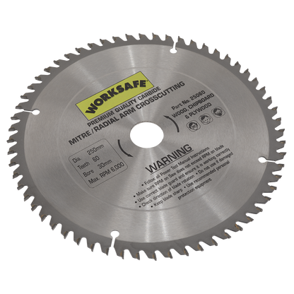 Sealey Ø250 x 30mm TCT Saw Blade - 60tpu 25060