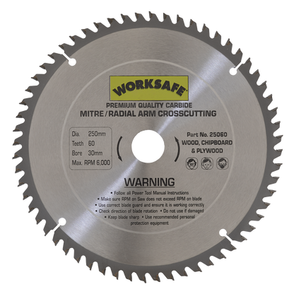 Sealey Ø250 x 30mm TCT Saw Blade - 60tpu 25060