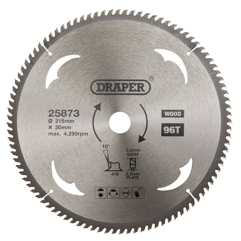 Draper TCT Circular Saw Blade for Wood, 315 x 30mm, 96T DRA-25873
