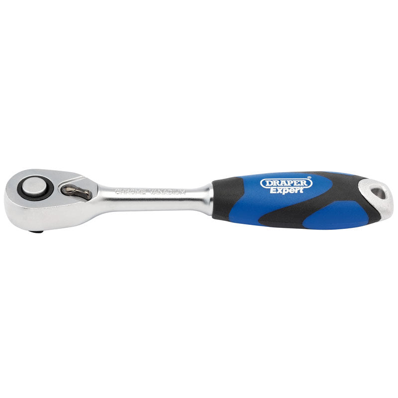 Draper Soft Grip Reversible Ratchet, 1/4" Sq. Dr., 72 Tooth DRA-26502