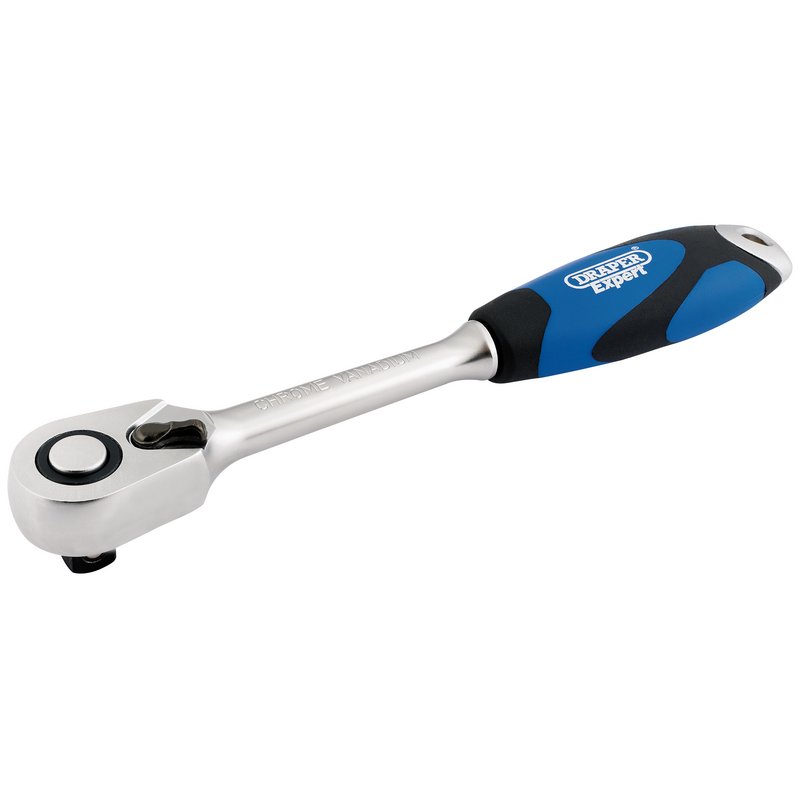 Draper Soft Grip Reversible Ratchet, 1/2" Sq. Dr., 72 Tooth DRA-26504
