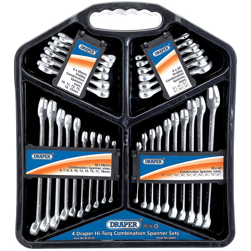Draper HI-TORQ® ; Four Combination Spanner Sets (32 Piece) DRA-26697