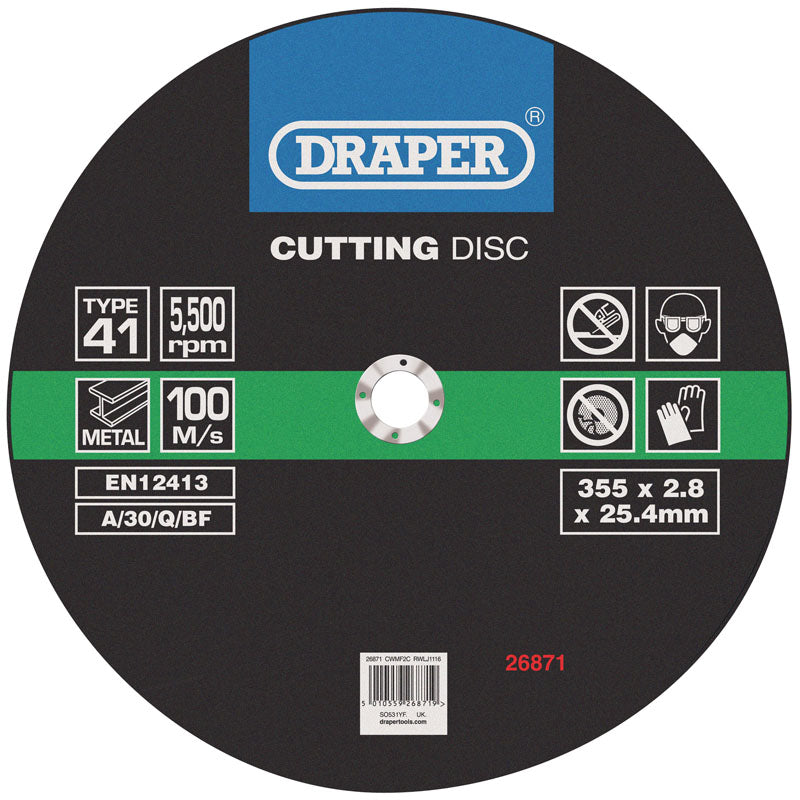 Draper Cutting Discs, 355 x 2.8 x 25.4mm DRA-26871