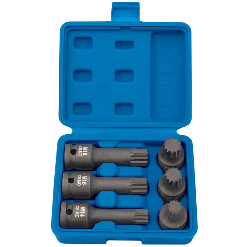 Draper Impact Spline Bit Set, 1/2" Sq. Dr. (6 Piece) DRA-28881