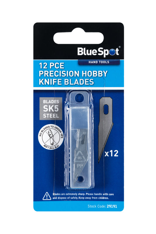 BlueSpot 12 PCE Precision Hobby Knife Blades 29191