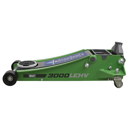 Sealey 3tonne Low Entry Trolley Jack with Rocket Lift - Hi-Vis Green 3000LEHV