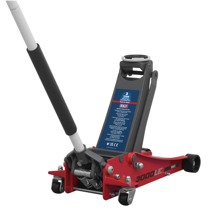 Sealey 3tonne Low Entry Trolley Jack with Rocket Lift - Red 3000LE