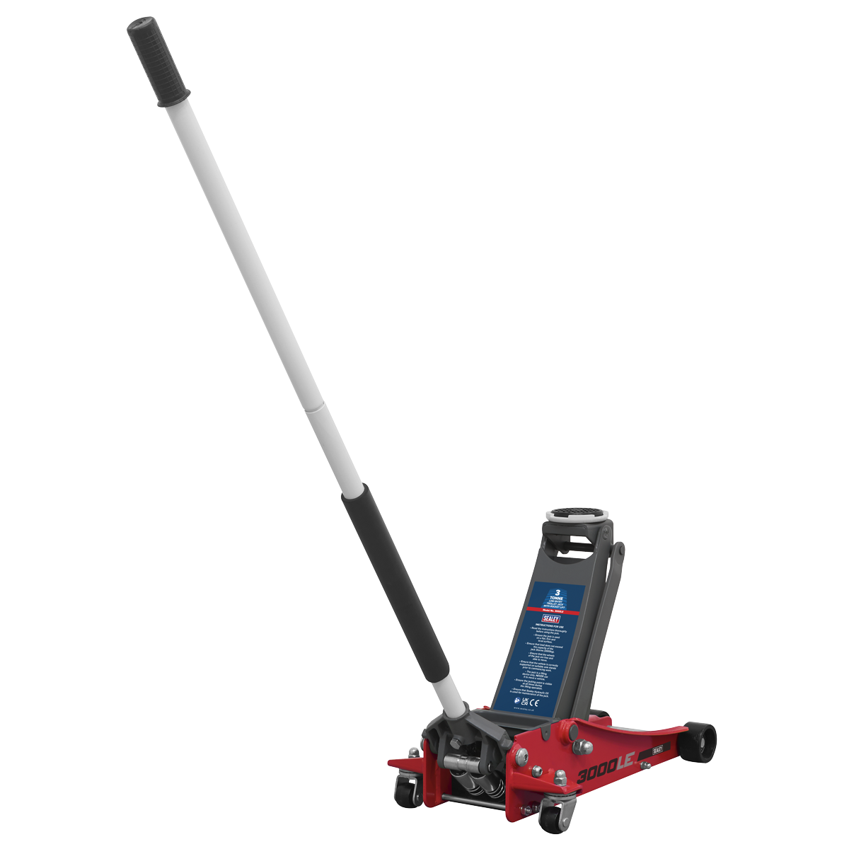 Sealey 3tonne Low Entry Trolley Jack with Rocket Lift - Red 3000LE
