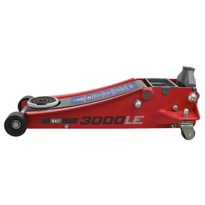 Sealey 3tonne Low Entry Trolley Jack with Rocket Lift - Red 3000LE