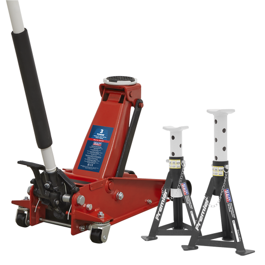 Sealey Trolley Jack 3t & Axle Stands (Pair) 3t per Stand Combo 3001CXPCOMBO