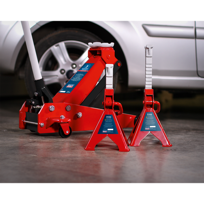 Sealey 3tonne Standard Chassis Trolley Jack with Axle Stands (Pair) 3010CX