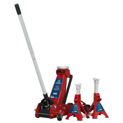 Sealey 3tonne Standard Chassis Trolley Jack with Axle Stands (Pair) 3010CX