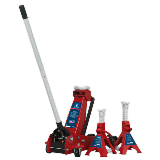 Sealey 3tonne Standard Chassis Trolley Jack with Axle Stands (Pair) 3010CX