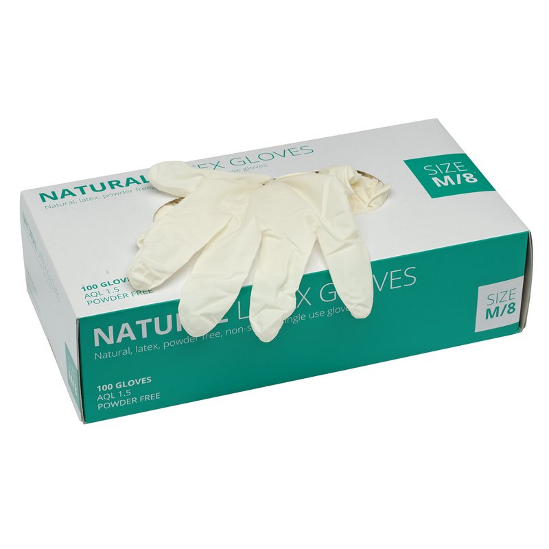 Draper Latex Gloves, Size Medium, White (Box of 100) DRA-30929