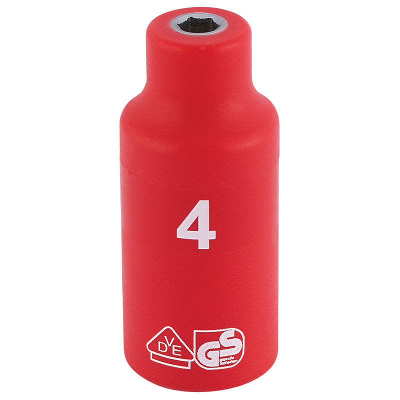 Draper Fully Insulated VDE Socket, 1/4" Sq. Dr., 4mm DRA-31143