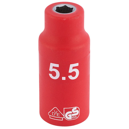 Draper Fully Insulated VDE Socket, 1/4" Sq. Dr., 5.5mm DRA-31237