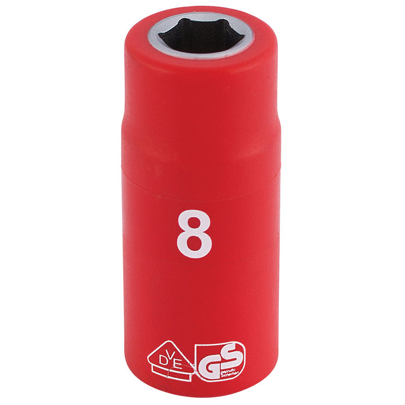 Draper Fully Insulated VDE Socket, 1/4" Sq. Dr., 8mm DRA-31435
