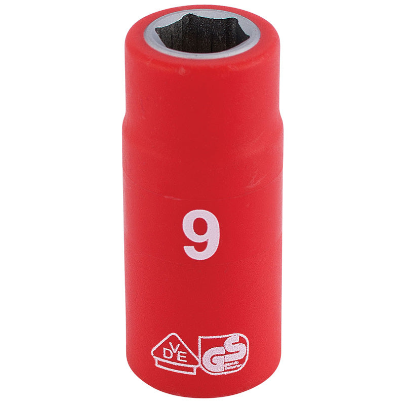 Draper Fully Insulated VDE Socket, 1/4" Sq. Dr., 9mm DRA-31469