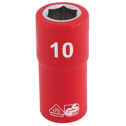Draper Fully Insulated VDE Socket, 1/4" Sq. Dr., 10mm DRA-31473