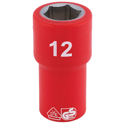Draper Fully Insulated VDE Socket, 1/4" Sq. Dr., 12mm DRA-31490