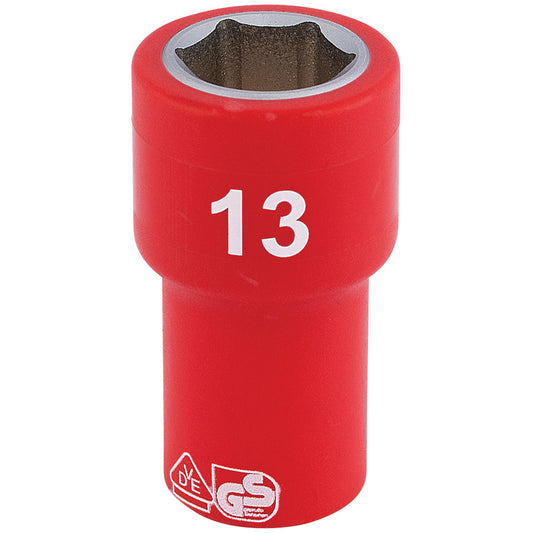 Draper Fully Insulated VDE Socket, 1/4" Sq. Dr., 13mm DRA-31491